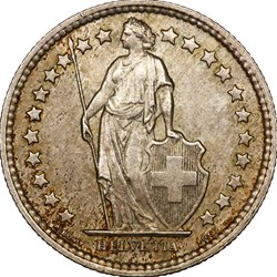 1/2 franc Helvetia Suisse, 1957, Berne