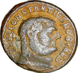 Follis de Constance Ier Chlore césar, Genius, 299-300, Antioche