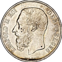 5 francs, Léopold II de Belgique, 1873