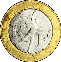 10 francs Génie de la Bastille, Ve République, 1990, faux d'époque