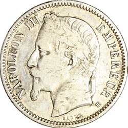 1 franc, tête laurée, Napoléon III, 1868, Strasbourg