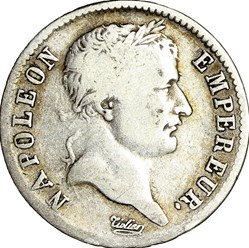 1 franc, tête laurée, République, Napoléon Ier, 1808, Strasbourg