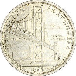 20 escudos Pont Salazar de Lisbonne, Portugal, 1966