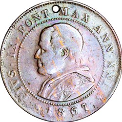 2 soldi, Pie IX du Vatican, 1867, Rome