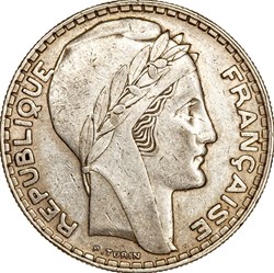 20 francs Turin, rameaux courts, IIIe République, 1933