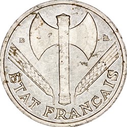 50 centimes francisque, Etat Français, 1944, Beaumont-le-Roger