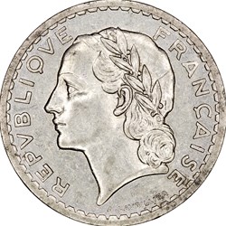 5 francs Lavrillier, aluminium, GPRF, 1946, Castelsarrasin