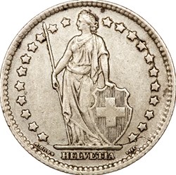 1 franc Helvetia Suisse, 1944, Berne