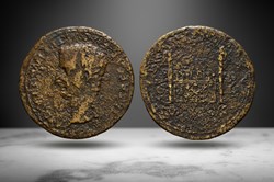 Tiberius AE Sestertius (Portrait/Altar of Lugdunum, RIC I 240)