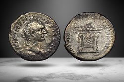 Domitian Denarius (Draped seat/thunderbolt, RIC II 34)