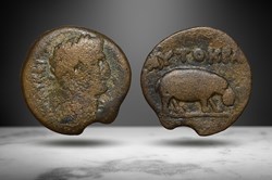 Egypt, Alexandria AE Diobol (Claudius/Hippopotamus, cf. RPC I 5124)