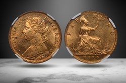 United Kingdom 1890 CU "Raindrop Race Wager" Farthing (Numista 1013)