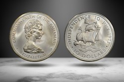 Bahamas 1973 AR 10 Dollar Commemorative (Elizabeth II/Santa Maria, Numista 16333)