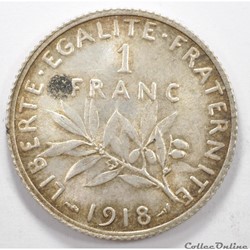 1	Franc	Semeuse	1918