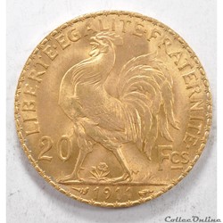 20 francs Coq liberté égalité fraternité 1911