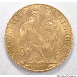 20 francs Coq liberté égalité fraternité 1911