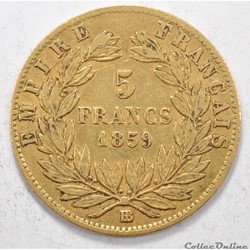 5 franc Napoleon III tete nue 1859