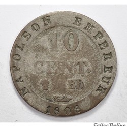 10 centimes	Napoleon N couronné série 	1808