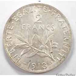 2	Franc	Semeuse	1918