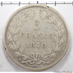 5	Franc	Louis Philippe Tete Laurée 	1840