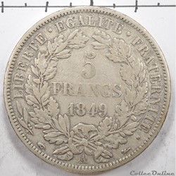 5	Franc	Céres 1er type 2e république 	1849