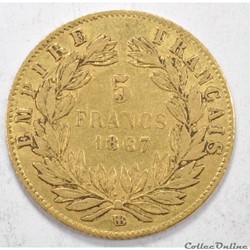 5 franc Napoleon III tete Laurée 1867