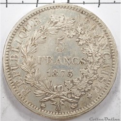 5	Francs	Hercule 	1873