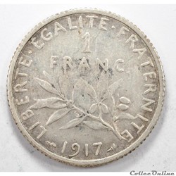 1	Franc	Semeuse	1917