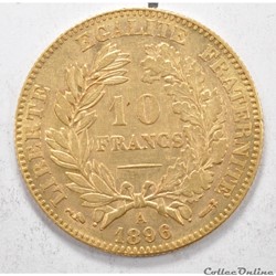 10 franc Napoleon III tete Laurée 1896