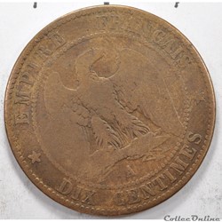 10 centimes franc Napoléon III tete nue 1857 France