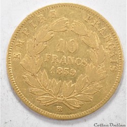 10 franc Napoleon III tete nue 1859