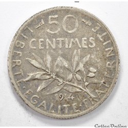 50 centimes	Semeuse	1914