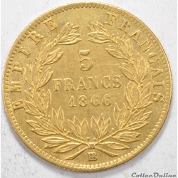 5 franc Napoleon III tete Laurée 1866