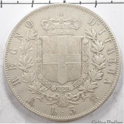 5	Lire	Vittorio Emanuele II	1870