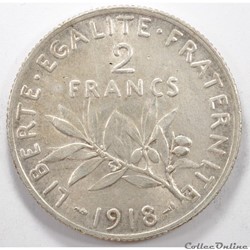 2	Franc	Semeuse	1918