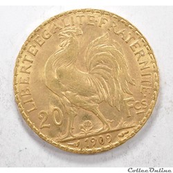 20 franc Coq liberté égalité fraternité 1909