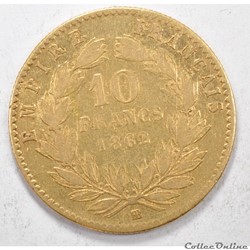 10 franc Napoleon III tete Laurée 1862
