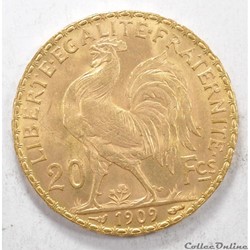 20 franc Coq liberté égalité fraternité 1909