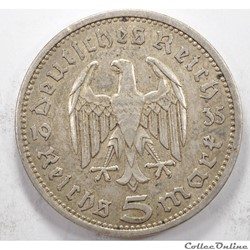 5	Reichsmark	3e Reich 	1935