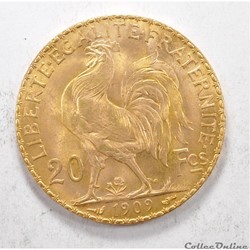 20 franc Coq liberté égalité fraternité 1909