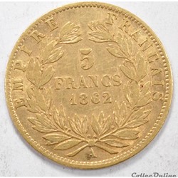 5 franc Napoleon III tete Laurée 1862