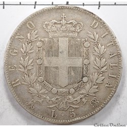 5	Lire	Vittorio Emanuele II	1871