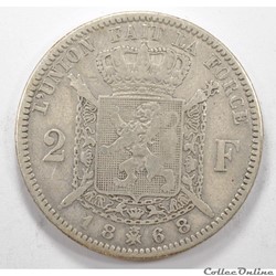 2	Francs	Leopold II	1868
