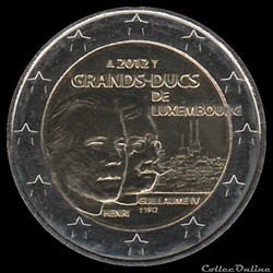 Pièce 2 euros. 100ième anniversaire de la mort du Grand-Duc Guillaume IV