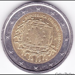 Pièce 2€. 30e anniversaire du drapeau européen, pièce italienne