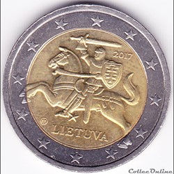 Pièce 2€. Chevalier Vytis - armoiries de la Lituanie