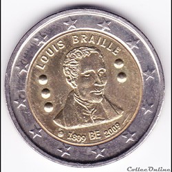 Pièce 2 euros/ 200e anniversaire de la naissance de l'inventeur français Louis Braille