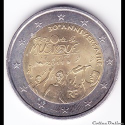 Pièce 2 euros. 30ième anniversaire de la Fête de la musique