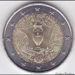 Pièce 2 euros. Championnat d'Europe de football 2016 en France, du 10 juin au 10 juillet 2016