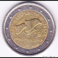 Pièce 2€. 150e anniversaire de l'unification italienne